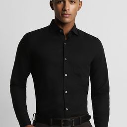 Peter England Elite Slim Fit Spread Collar Pure Cotton Formal Shirt-image-89
