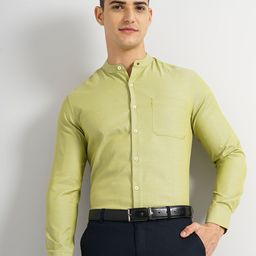 Luxe by TIGC Slim Fit Mandarin Collar Cotton Formal Shirt-image-53
