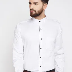 Hancock Premium Slim Fit Mandarin Collar Long Sleeves Pure Cotton Tuxedo Formal Shirt-image-34