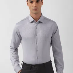 Van Heusen Move Labs Slim Fit Stretchable Self Design Textured Spread Collar Stain Resistant Anti Bacterial Formal Shirt-picture-16