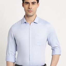 Turtle Standard Slim Fit Textured Self Design Spread Collar Cotton Formal Shirt-image-61