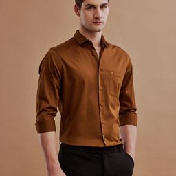 Aldeno Spread Collar Slim Fit Satin Formal Shirt-image-90