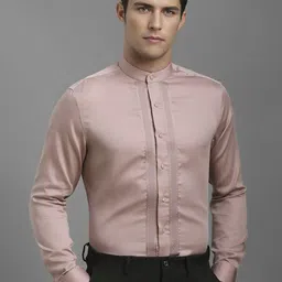 Louis Philippe Men Band Collar Textured Cotton Formal Shirt-picture-40