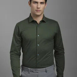 Louis Philippe Men Spread Collar Solid Cotton Formal Shirt-image-46