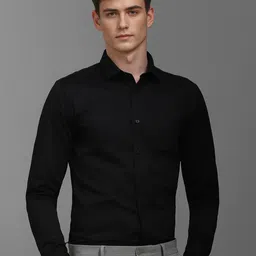 Louis Philippe Men Spread Collar Solid Cotton Formal Shirt-image-49