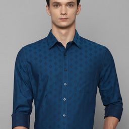 Louis Philippe Self Design Spread Collar Pure Cotton Slim Fit Formal Shirt-image-35