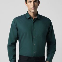 Van Heusen Self Design Textured Opaque Pure Cotton Formal Shirt-image-91