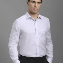 Louis Philippe Men Classic Spread Collar Solid Cotton Formal Shirt-image-47