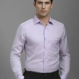 Louis Philippe Men Classic Spread Collar Solid Cotton Formal Shirt-picture-1