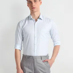 Arrow Regular Fit Micro Checked Cotton Opaque Autopress Formal Shirt-picture-6
