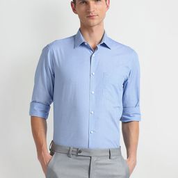 Arrow Spread Collar Opaque Cotton Formal Shirt-image-27
