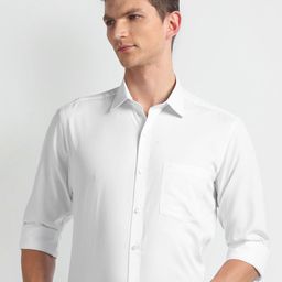 Arrow Textured Spread Collar Long Sleeves Cotton Formal Shirt-image-13
