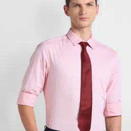 Arrow Textured Spread Collar Cotton Formal Shirt-image-91