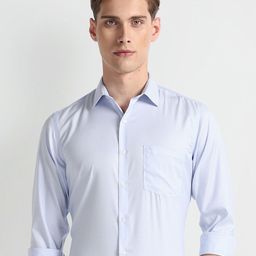 Arrow Vertical Striped Twill  Pure Cotton Autopress Formal Shirt-image-0