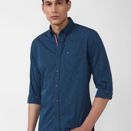 Van Heusen Sport Men Blue Slim Fit Grid Tattersall Checks Checked Casual Shirt-image-15