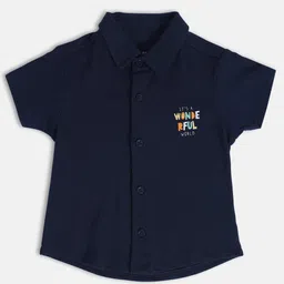 MINI KLUB Boys Standard Typography Printed Spread Collar Cotton Casual Shirt-image-10