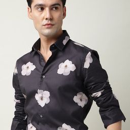 RARE RABBIT Men Damos Slim Fit Floral Printed Cotton Shirt-image-2