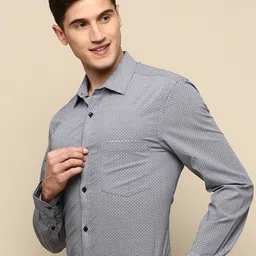 INVICTUS Standard Slim Fit Micro Ditsy Printed Long Sleeves Cotton Formal Shirt-image-27