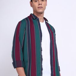 Lee Striped Printed Cotton Casual Shirt-image-45