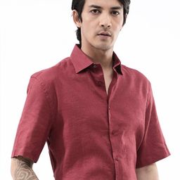 RARE RABBIT Men Linex-1 Ss Standard Boxy Opaque Shirt-image-37