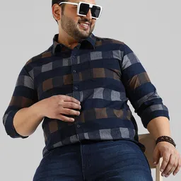 Instafab Plus Men Plus Size Buffalo Checks Casual Cotton Shirt-87