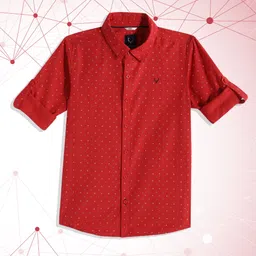 Allen Solly Junior Boys Red Printed Casual Shirt-image-93