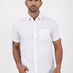JADE BLUE Slim Fit Windowpane Checks Cotton Casual Shirt-image-98