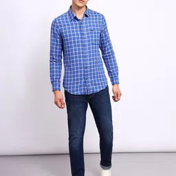Lee Slim Fit Tartan Checked Spread Collar Cotton Casual Shirt-image-94
