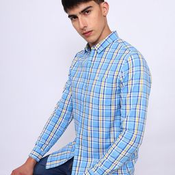 Lee Slim Fit Tartan Checks Oxford Pure Cotton Casual Shirt-image-3