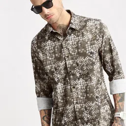 SHOWOFF Standard Slim Fit Abstract Printed Spread Collar Casual Shirt-picture-42