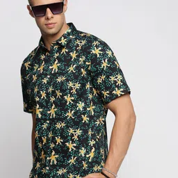 SHOWOFF Floral Printed Smart Twill Slim Fit Cotton Casual Shirt-image-70