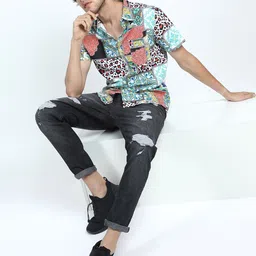 HIGHLANDER Men Multicoloured Slim Fit Printed Casual Shirt-17