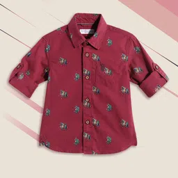 U.S.Polo Assn. Kids Boys Red Printed Pure Cotton Casual Shirt-image-22