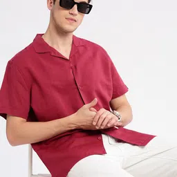 SHOWOFF Premium Relaxed Fit Cuban Collar Cotton Shirt-picture-43
