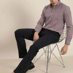 INVICTUS Men Easy Care Maroon & Navy Blue  Checked Sustainable Formal Shirt-picture-13