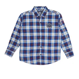 Gini and Jony Boys Blue & White Tartan Checked Cotton Casual Shirt-picture-47