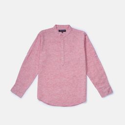 Gini and Jony Boys Pink Solid Mandarin Collar Linen Casual Shirt-image-20