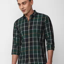 Peter England Casuals Slim Fit Opaque Checked Casual Shirt-image-60