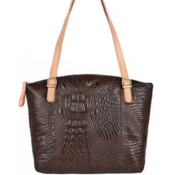 Hidesign Coffee Brown Animal Textured Leather Regular Structured Shoulder Bag image 1