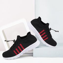 FAUSTO Men Black Mesh Running Non-Marking Shoes-picture-19