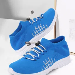 FAUSTO Men Blue Mesh Running Non-Marking Shoes-picture-0