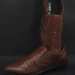 JUMP USA Men Textured Formal Slip-On Shoes-image-14