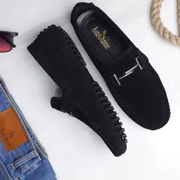 LOUIS STITCH Men Classic Handmade Suede Driving Loafers-image-88