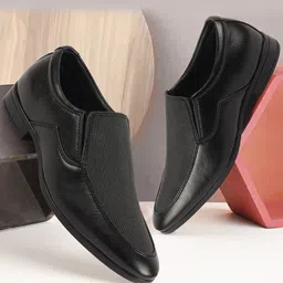 FAUSTO Men Pointed Toe Textured Formal Slip-On Shoes image 1