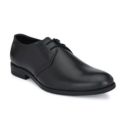 SHENCES Men Black Solid Leather Formal Derbys-image-42