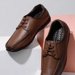 Liberty Men Tan Colored Solid Leather Formal Derby Shoes-image-47