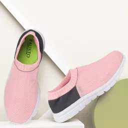 FAUSTO Women Pink Mesh Walking Non-Marking Sports Shoes-11