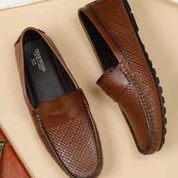 Teakwood Leathers Men Textured Leather Driving Shoes-image-23