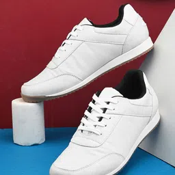 The Roadster Lifestyle Co. Men White Textured Comfort Insole Contrast Sole Sneakers-image-76