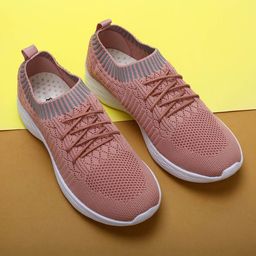 Ginger by Lifestyle Women Pink Woven Design PU Sneakers-picture-43